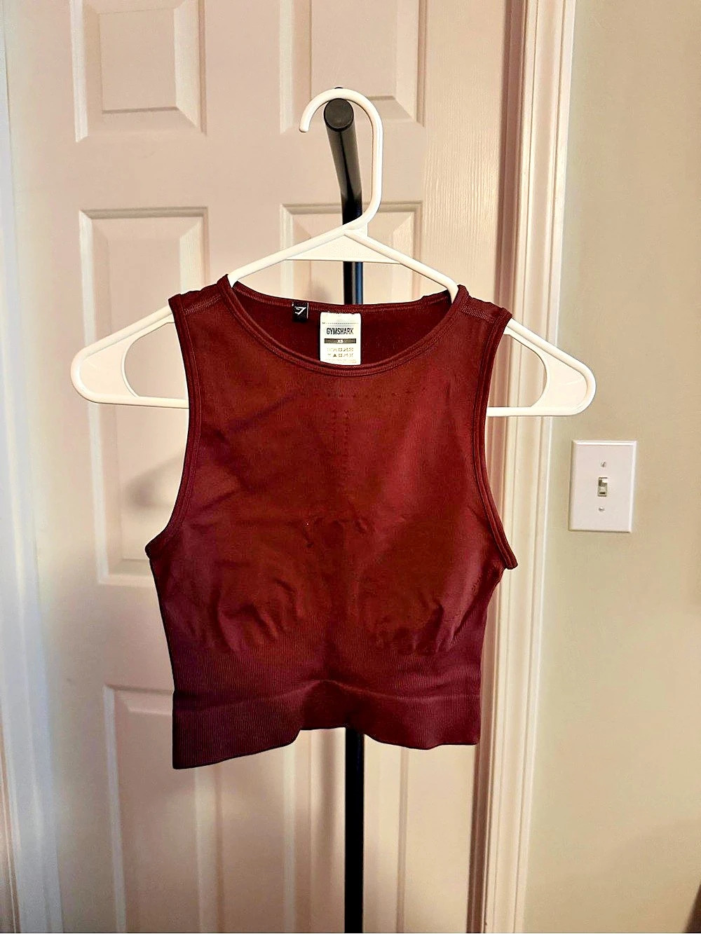 Gymshark Sweat Seamless Midi Tank Burgundy Tank Top XS